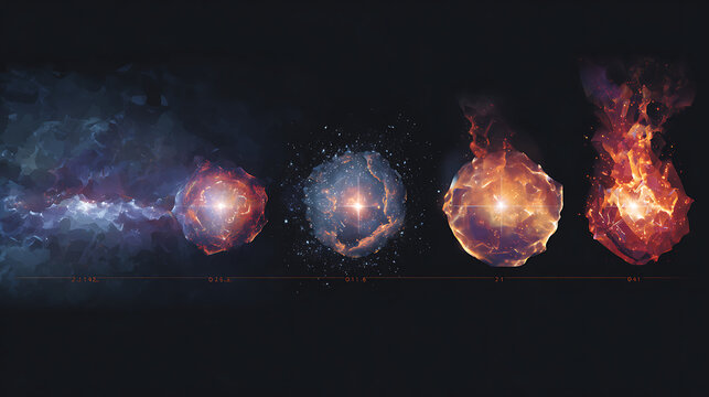 The evolution of a glowing nebula forming a star. (3)