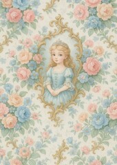 Fototapeta premium Whimsical floral princess portrait