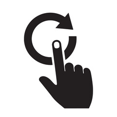 A hand pointing at a circular arrow symbolizing refresh or reload action Vector