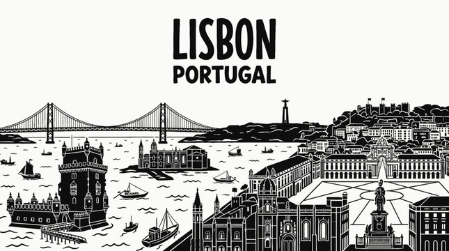 lisbon portugal europe capital city skyline landmark architecture urban travel tourism historic culture downtown river landscape