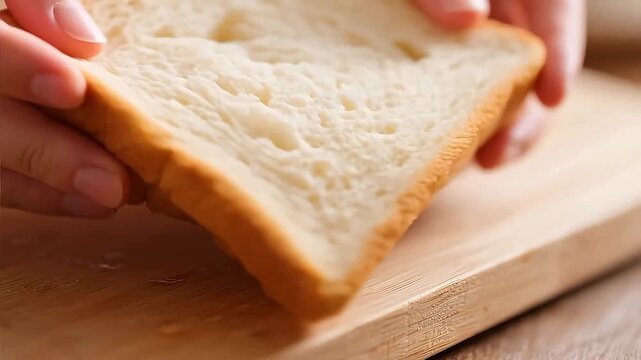 Slices of fresh bread on wooden board