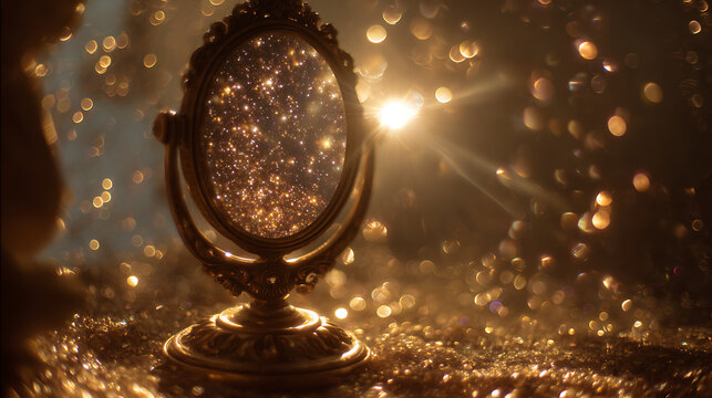 A glowing mirror reflecting a radiant vision of personal transformation. (2)