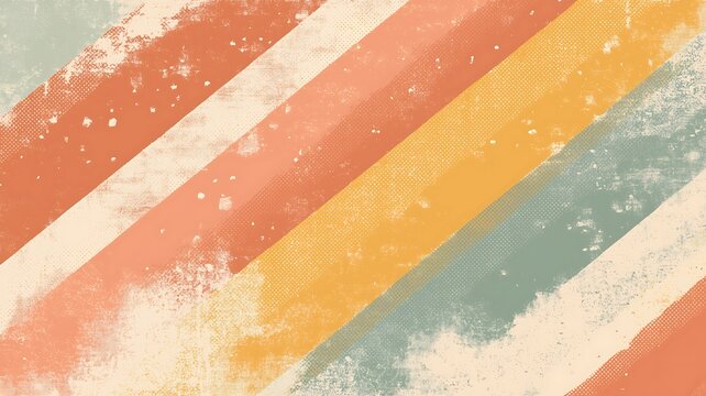 Vibrant diagonal stripes in a grunge style pattern with distressed texture and abstract design elements viewed from a straightforward angle.