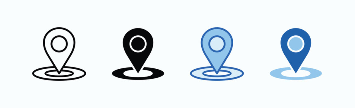 Location Icon Sheet Multiple Style Collection Isolated Vector