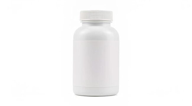 White unlabeled medicine bottle rotating on white background loop ready footage