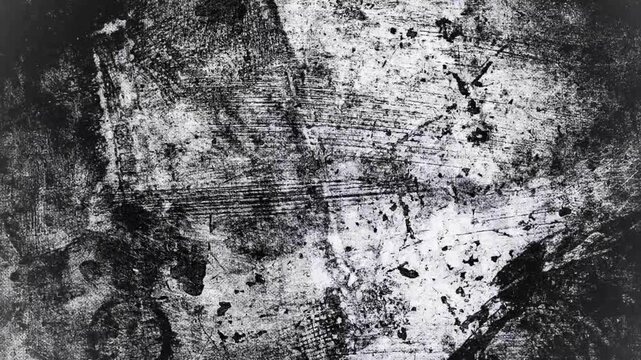 White grunge over black background Loop. Dirt Overlay, film grain texture, vintage look, grunge texture animation. Designed grunge texture and grunge background.