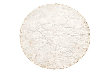 Fototapeta premium Round aged paper or old parchment with a textured, wrinkled surface and brown stains. It has a transparent background