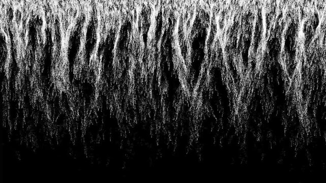 4K Waterfall Black Screen . showing the texture and motion of falling water. Water Failing Down on green screen motion graphic effect. Chroma Key Waterfall Cascade for VFX Compositing.