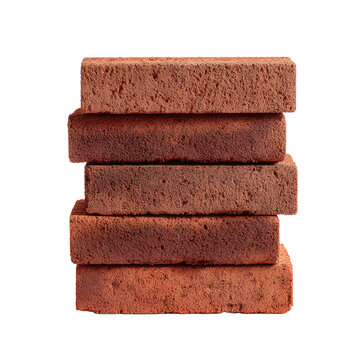 Professional Usage of Image: Stack of 8 Aligned Red Clay Bricks for Construction Projects