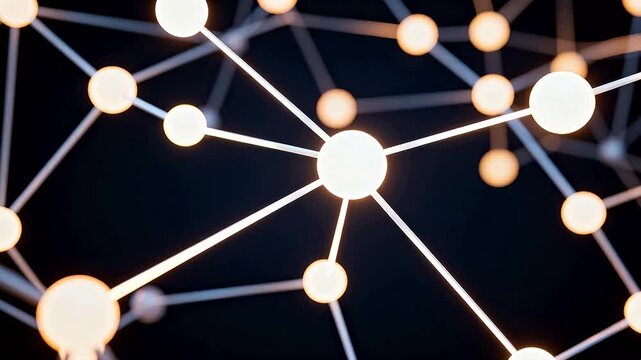 Connected nodes and lines on dark background