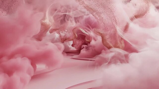 Dreamy Rose Quartz and Gold Dust Fluid Motion Loop