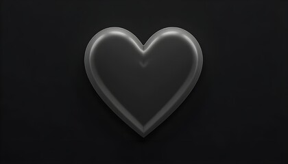 Shiny gray heart on dark background