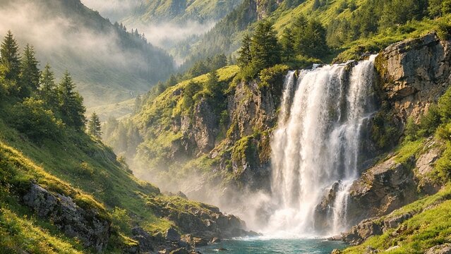 waterfall in the mountains