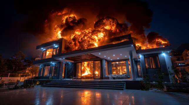 Fire insurance abstract concept 3D vector illustration. Fire property insurance, accident economic loss, belongings protection, standard policy, damage coverage, state service abstract metaphor. 3D