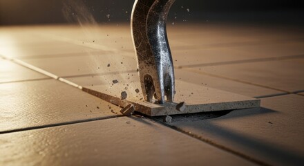 Breaking Tile with Hammer - Construction and Destruction.