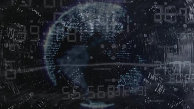 Abstract technology background. with Globe Earth Sphere Hologram Blue Animation.