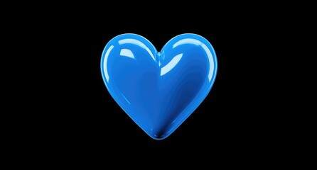 Vibrant blue heart graphic against black background