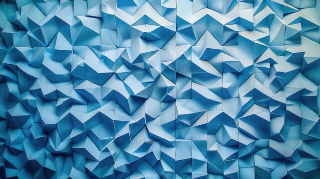Abstract blue geometric paper pattern with shadows