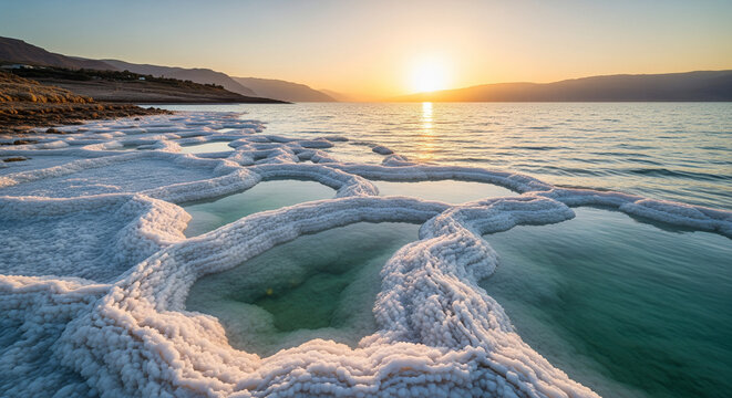 sunset over dead sea