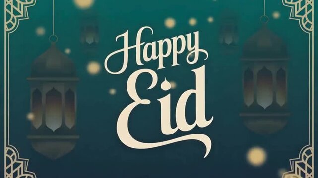 Animation video of lantern themed Happy Eid typography background