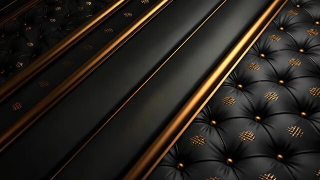 Luxurious black and gold upholstered texture with geometric patterns