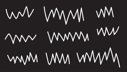 Collection of white line graphs on black background