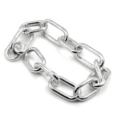 Obraz premium Silver Metal Chain Links on White Background connection