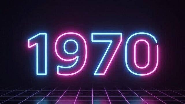 Retro 1970s digital number display with vibrant glitch effect