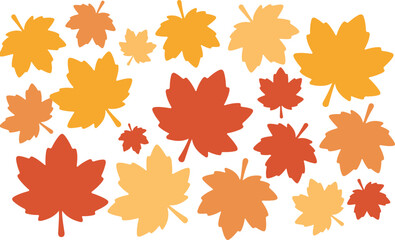 Autumn maple leaves in various shades of red and orange scattered across a backdrop