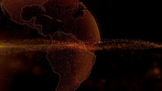 Abstract technology background. with Gold Globe Earth Sphere Animation.