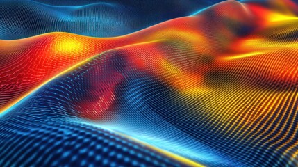 Abstract wave, vibrant colors, data visualization, technology background, digital art