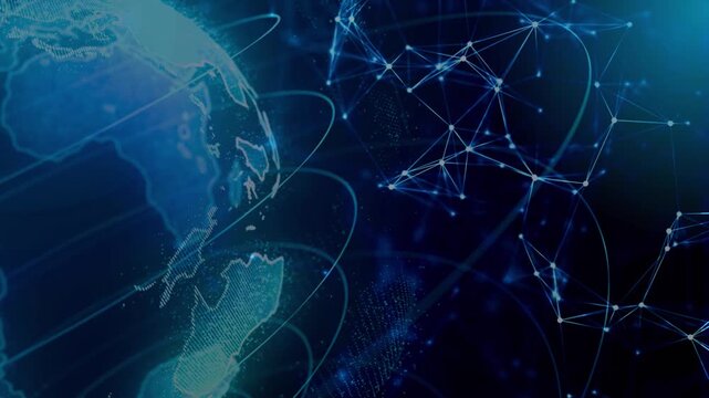 Abstract technology background. with Globe Earth Sphere Hologram Blue Animation.