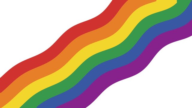 colorful rainbow pride flag waving with multiple stripes on white background