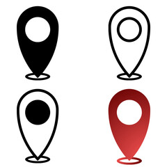 set of map pointers on transparent background