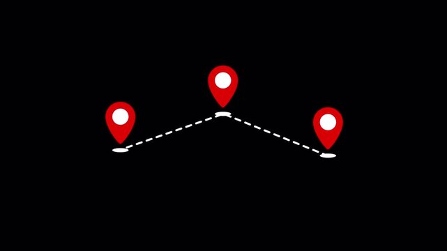 Multi Location Route Path Animation With Map Pins Alpha Channel