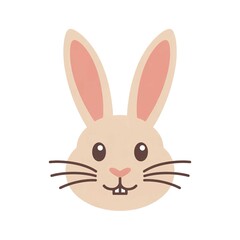 Obraz premium Adorable cartoon rabbit face with large ears and expressive eyes on a clean white background for easter designs