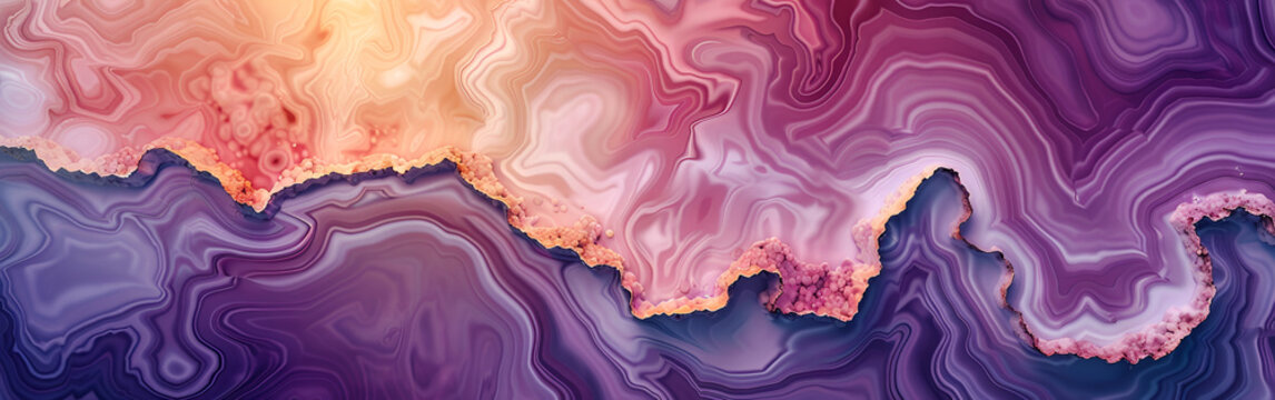Vibrant purple and pink agate stone with golden accents