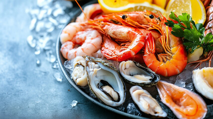Fresh seafood . Seafood on a black background.