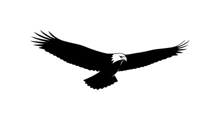 Fototapeta premium Majestic Eagle Soaring Through Clear Skies Illustration with Wings Spread Wide