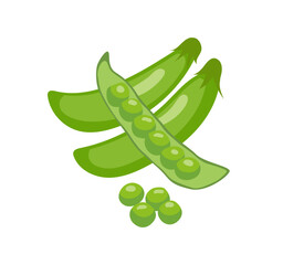 グリーンピースのベクターイラスト｜春の豆・さや入り（Green Peas Vector Illustration）