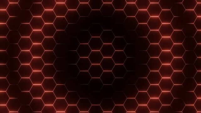 Seamless hexagonal grid pattern of bees on a golden 3D honeycomb structure with geometric honey cell textures and abstract beehive vector shapes for a decorative backdrop illustration