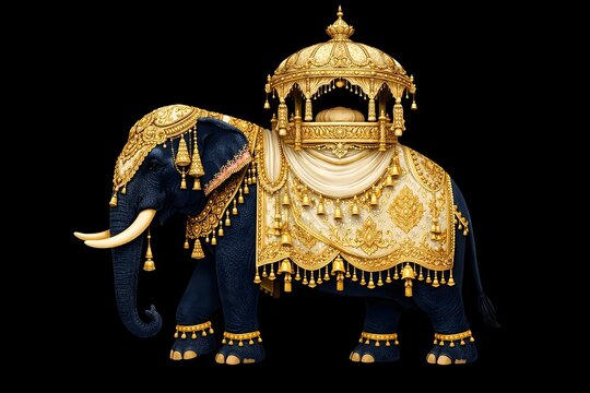 Royal Sri Lankan ceremonial elephant with gold howdah illustration