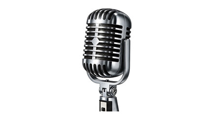 Fototapeta premium Vintage Retro Chrome Microphone Illustration Isolated on White Background for Music and Podcasts