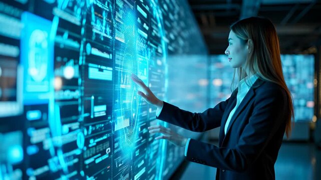 Exploring Digital Interface with Data Visualization and Business Analytics in Modern Office Environment