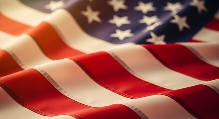 Fototapeta premium Memorial day tribute american flag waves in honor of fallen heroes