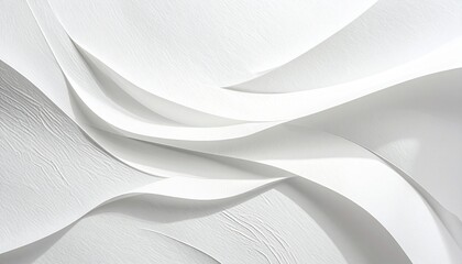 Obraz premium White wavy paper background. Smooth curved sheets. Paper texture. White background. Wavy pattern. Paper design element. Minimalist background.