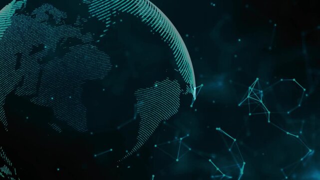 Abstract technology background. with Globe Earth Sphere Hologram Blue Animation.