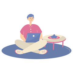 People Working from Home Concept. Vector Cartoon Character.