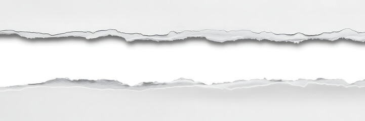 Detailed Torn White Paper Texture with Jagged Edges and Shadow for Versatile Graphic Design and Banners