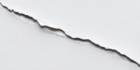 Clean Ripped White Paper Background Texture with Subtle Diagonal Tear and Light Shadow for Blank Copy Space
